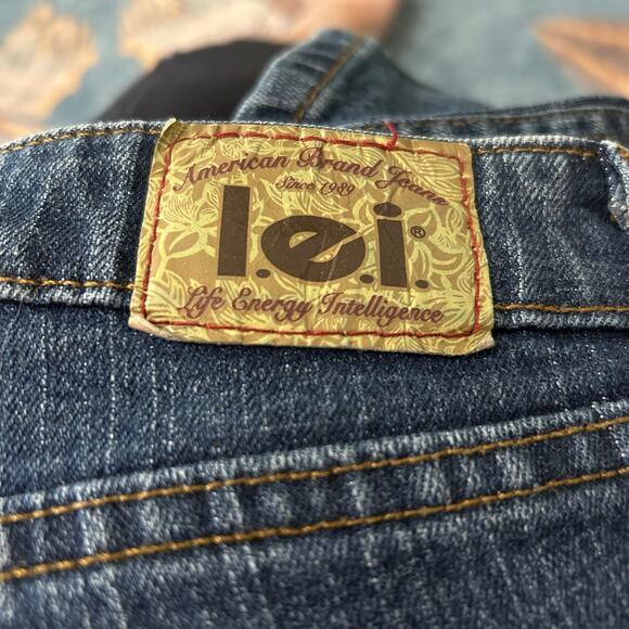 Y2K LEI Midrise Bootcut Blue Jeans Juniors Size 13 Medium Wash Faded Stretch - Picture 3 of 7